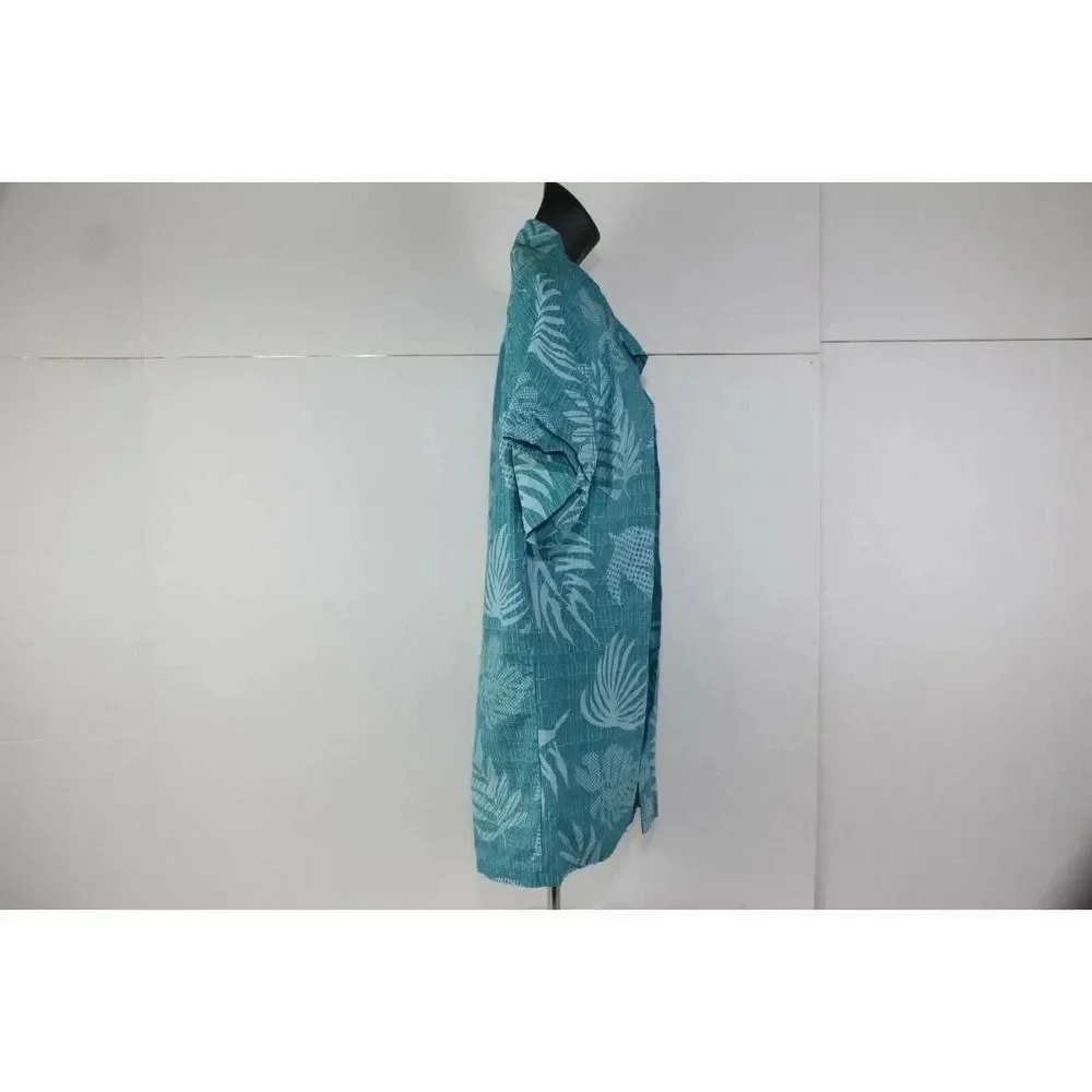 Palmwave Hawaii Cotton Floral Green Button Down Mens Shirt Size Small - Picture 3 of 6